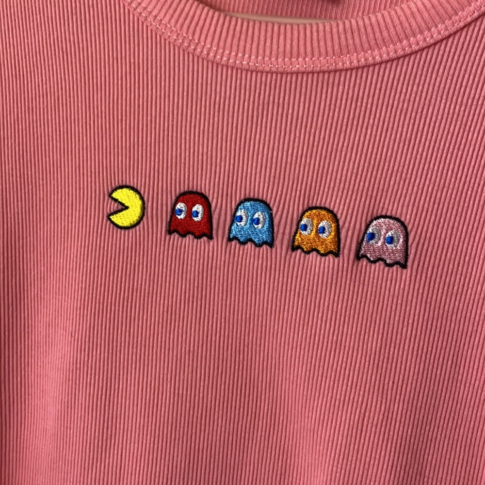 Pink Ribbed Pac-man Tee - Picture 2 of 5